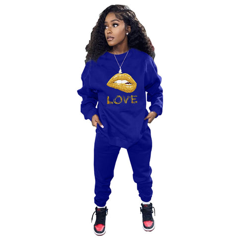Simple Sportswear Hoodie Women's Two Piece Outfits