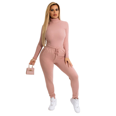 Simple Stylish Women's Solid Color Two Piece Outfits