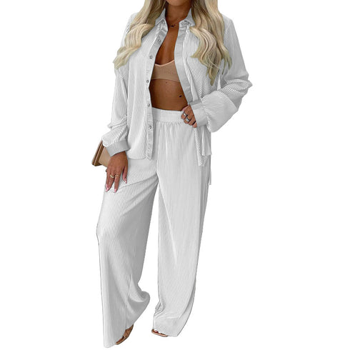 Simple Women's Loose Casual Two Piece Outfits Top Pant