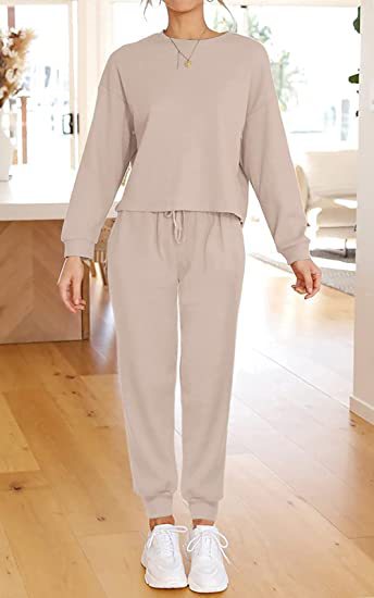 Simple Women's Tops Pant Loungewear Two Piece Outfits