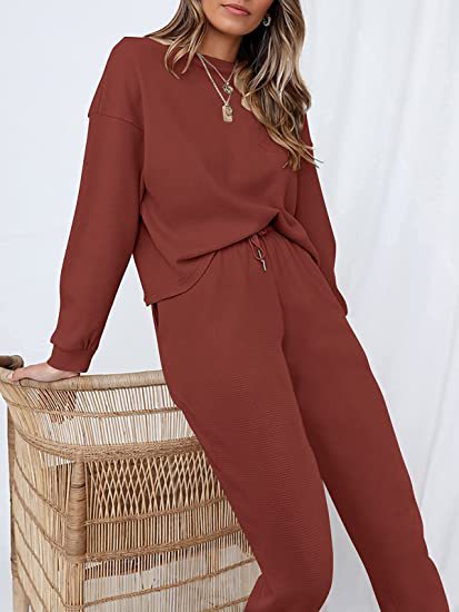 Simple Women's Tops Pant Loungewear Two Piece Outfits