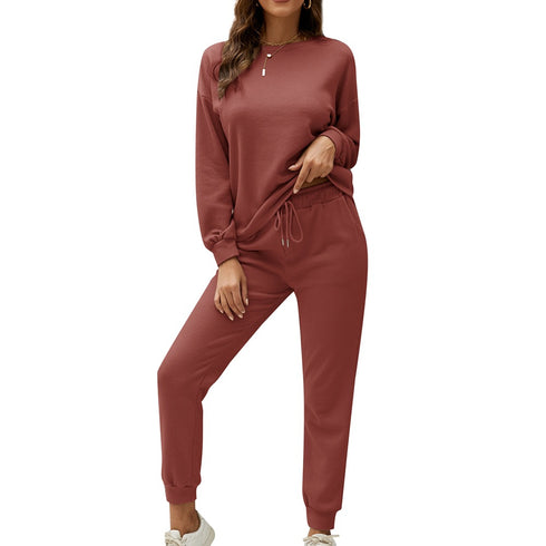 Simple Women's Tops Pant Loungewear Two Piece Outfits