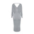 Simple Women's V Neck Long Sleeves Knitted Dress
