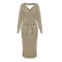 Simple Women's V Neck Long Sleeves Knitted Dress