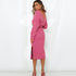 Simple Women's V Neck Long Sleeves Knitted Dress