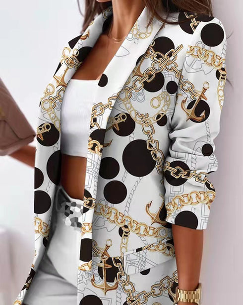 Slim Fit Coat Long Sleeve Women's Print Blazers Jackets