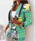 Slim Fit Coat Long Sleeve Women's Print Blazers Jackets