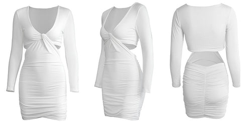 Slim Fit Long Sleeve Hollow Out Women's Bodycon Dresses