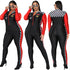 Slim Fit Women's Plus Size Zipper Clash Jumpsuits