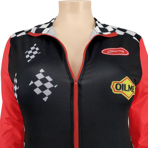 Slim Fit Women's Plus Size Zipper Clash Jumpsuits