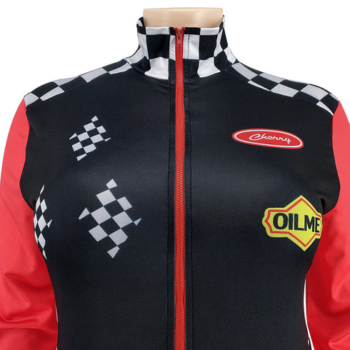 Slim Fit Women's Plus Size Zipper Clash Jumpsuits