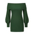 Slim Women's Hip Wrap Puff Sleeve Off Shoulder Dress