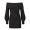 Slim Women's Hip Wrap Puff Sleeve Off Shoulder Dress