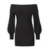 Slim Women's Hip Wrap Puff Sleeve Off Shoulder Dress