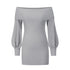 Slim Women's Hip Wrap Puff Sleeve Off Shoulder Dress