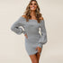 Slim Women's Hip Wrap Puff Sleeve Off Shoulder Dress