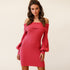 Slim Women's Hip Wrap Puff Sleeve Off Shoulder Dress