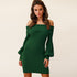 Slim Women's Hip Wrap Puff Sleeve Off Shoulder Dress