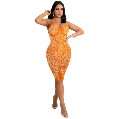 Spaghetti Strap Fluoroscopy Gauze Women's Bodycon Dresses