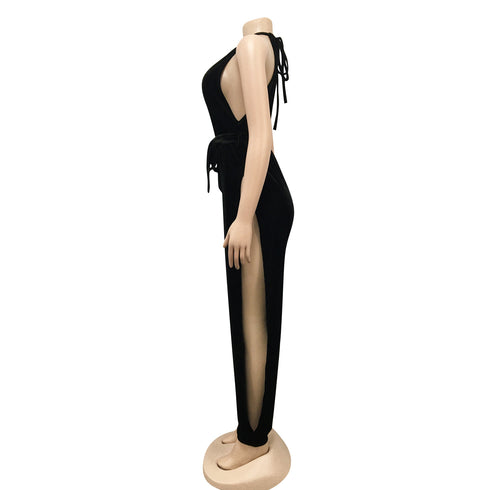 Split Jumpsuit Women's Pure Color Sleeveless Jumpsuits