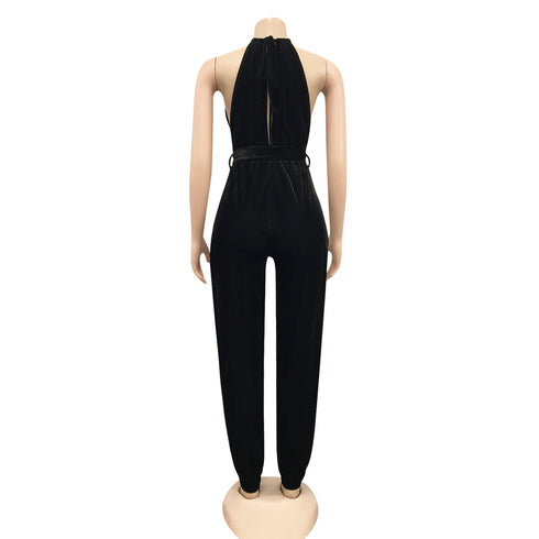 Split Jumpsuit Women's Pure Color Sleeveless Jumpsuits
