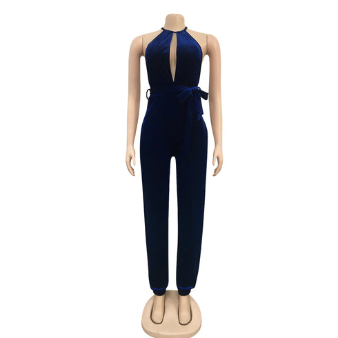 Split Jumpsuit Women's Pure Color Sleeveless Jumpsuits
