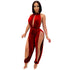 Split Jumpsuit Women's Pure Color Sleeveless Jumpsuits