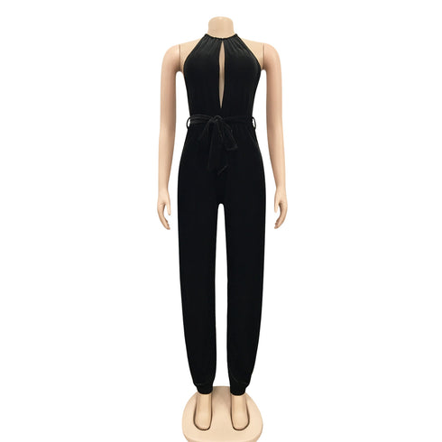 Split Jumpsuit Women's Pure Color Sleeveless Jumpsuits