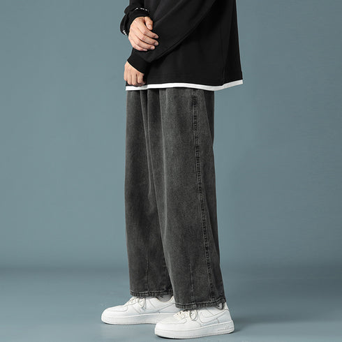 Streetwear Men's Fashion Denim Straight Leg Jeans