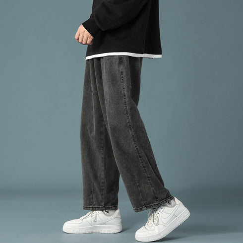 Streetwear Men's Fashion Denim Straight Leg Jeans