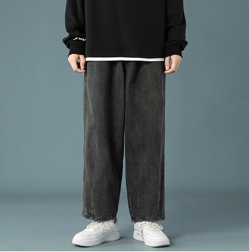 Streetwear Men's Fashion Denim Straight Leg Jeans