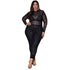 Stretch Gauze See-through Plus Size Women's Jumpsuits