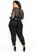 Stretch Gauze See-through Plus Size Women's Jumpsuits