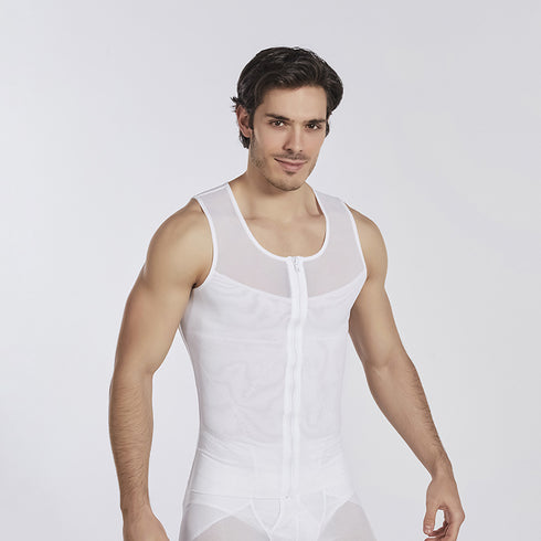 Stretchy Men's Abdomen Compression Zipper Tank Undershirt