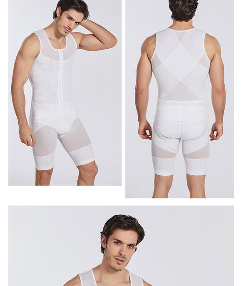 Stretchy Men's Abdomen Compression Zipper Tank Undershirt