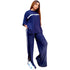 Stripes Women's Tops Slit Pant Two Piece Outfits