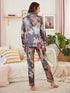 Stylish Button Sleepwear Women's Stretchy Loungewear Pajama Sets