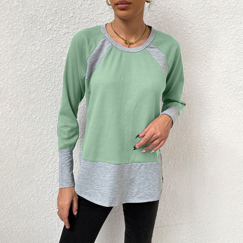 Stylish Casual Women's Plus Size Patchwork Sweatshirt