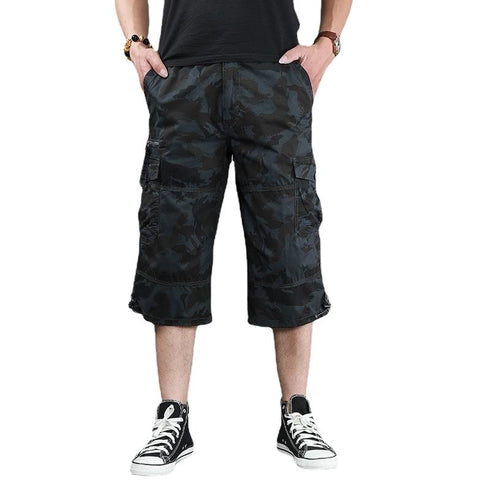 Stylish Cotton Capri Men's Multi-Pocket Cargo Shorts