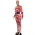 Stylish Elegant Print Women's Zip Up Two Piece Outfits