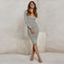 Stylish Fashionable Women's Long Sleeve Hip Wrap Long Dress
