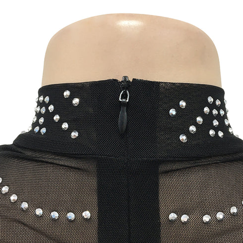 Stylish Fluoroscopy Gauze Women's Long Sleeve Maxi Dresses