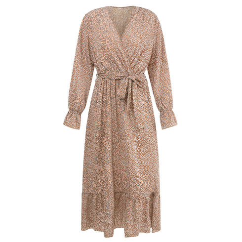 Stylish High Waisted Strappy Floral Chiffon Dress For Women