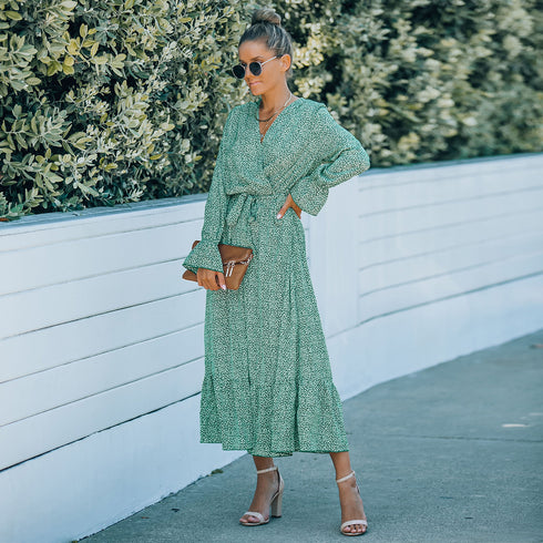 Stylish High Waisted Strappy Floral Chiffon Dress For Women