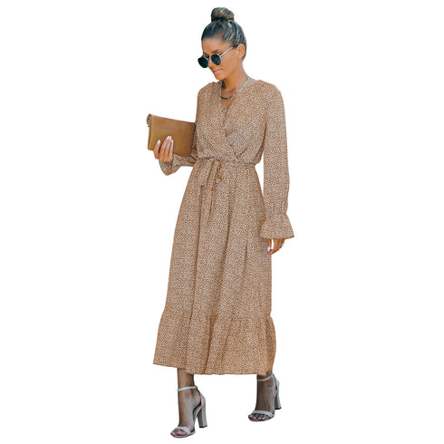 Stylish High Waisted Strappy Floral Chiffon Dress For Women