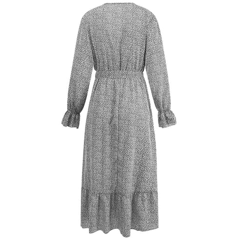 Stylish High Waisted Strappy Floral Chiffon Dress For Women