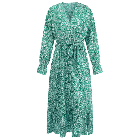 Stylish High Waisted Strappy Floral Chiffon Dress For Women