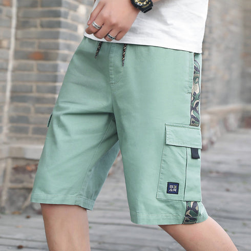 Stylish Men's Multi-Pocket Cargo Shorts with Elastic Waistband