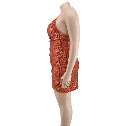 Stylish Plus Size Hip Wrap Nightclub Dress for Women