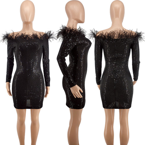 Stylish Plus Size Women's Sexy Long Sleeve Cocktail Dresses